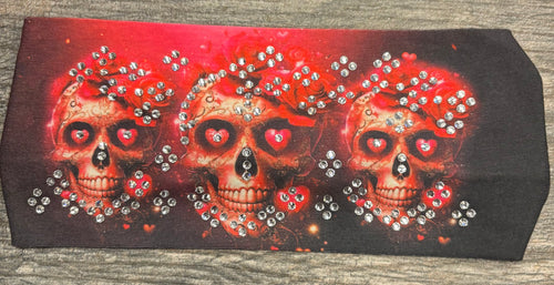 Skull Hearts Stretchy Headband