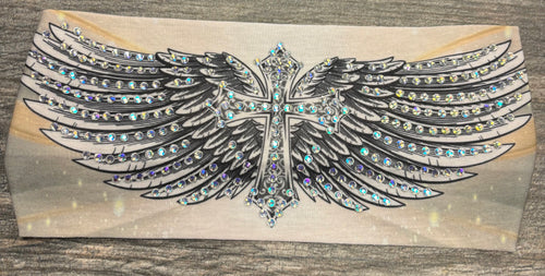 Wings of Faith- tan Stretchy Headband
