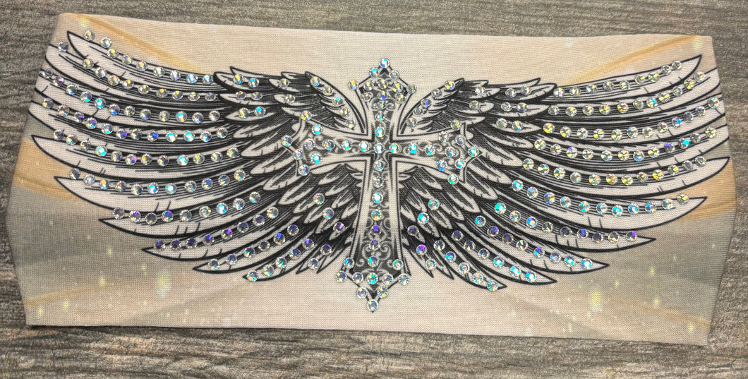 Wings of Faith- tan Stretchy Headband