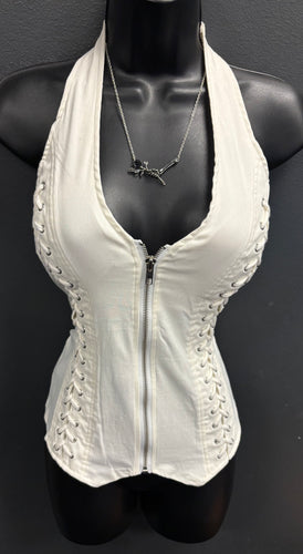 Stunner Zippered Vest- Crème