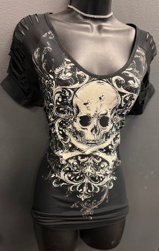 Skull Vixen Laser Cut Bling Tee