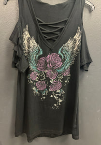 Wild Rose Cold Shoulder Tee