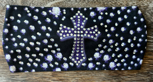 Purple Rose Cross Stretchy Headband