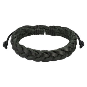 Black Braided Tie Leather Bracelet
