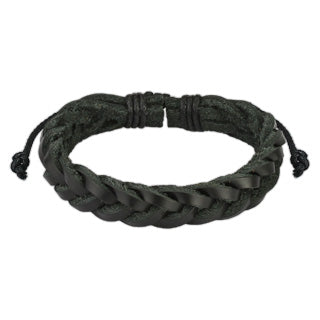 Black Braided Leather Cord Bracelet, In stock!