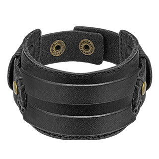 Rugged Black Leather Bracelet