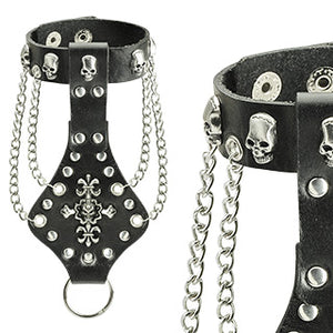 Bombshell Skull Chains Leather Bracelet