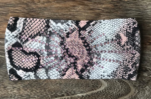 Pink Snake Skin Bling Stretchy Headband