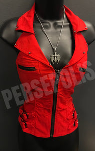 Buckle Up Red Bling Zippered Vest