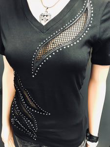 Little Black Cut Out Bling Tee