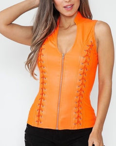 Some Like it Hot Vixen Zippered Vest- Harley Orange