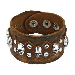 Skull Stud Adjustable Leather Bracelet